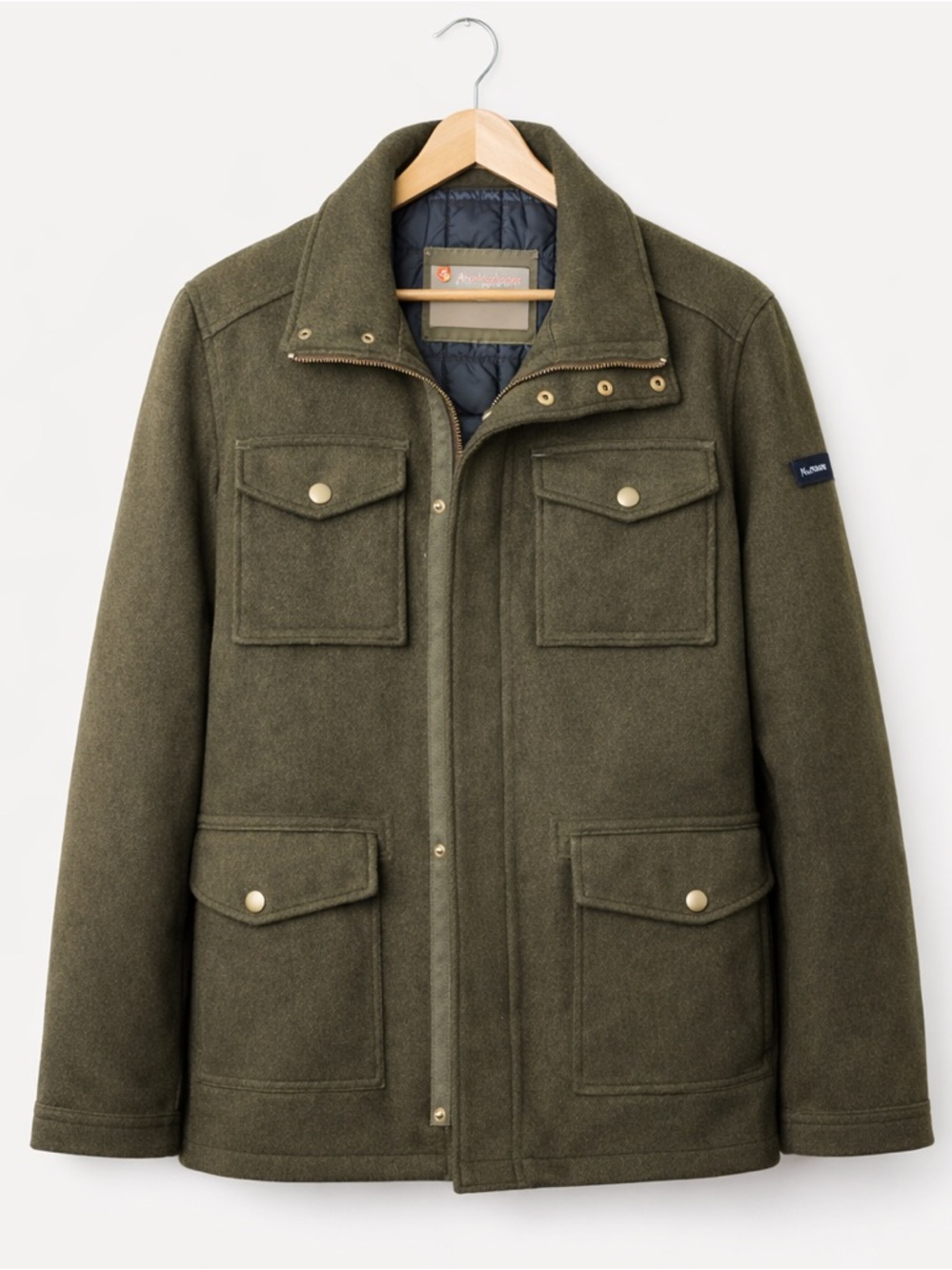 BEN SHERMAN Heritage Wool Blend Field Coat Army Green L Military Utility Jacket - Picture 3 of 17